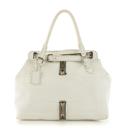 Fendi Calfskin Romano Selleria Large Villa Borghese Tote Bianco 1 of 12