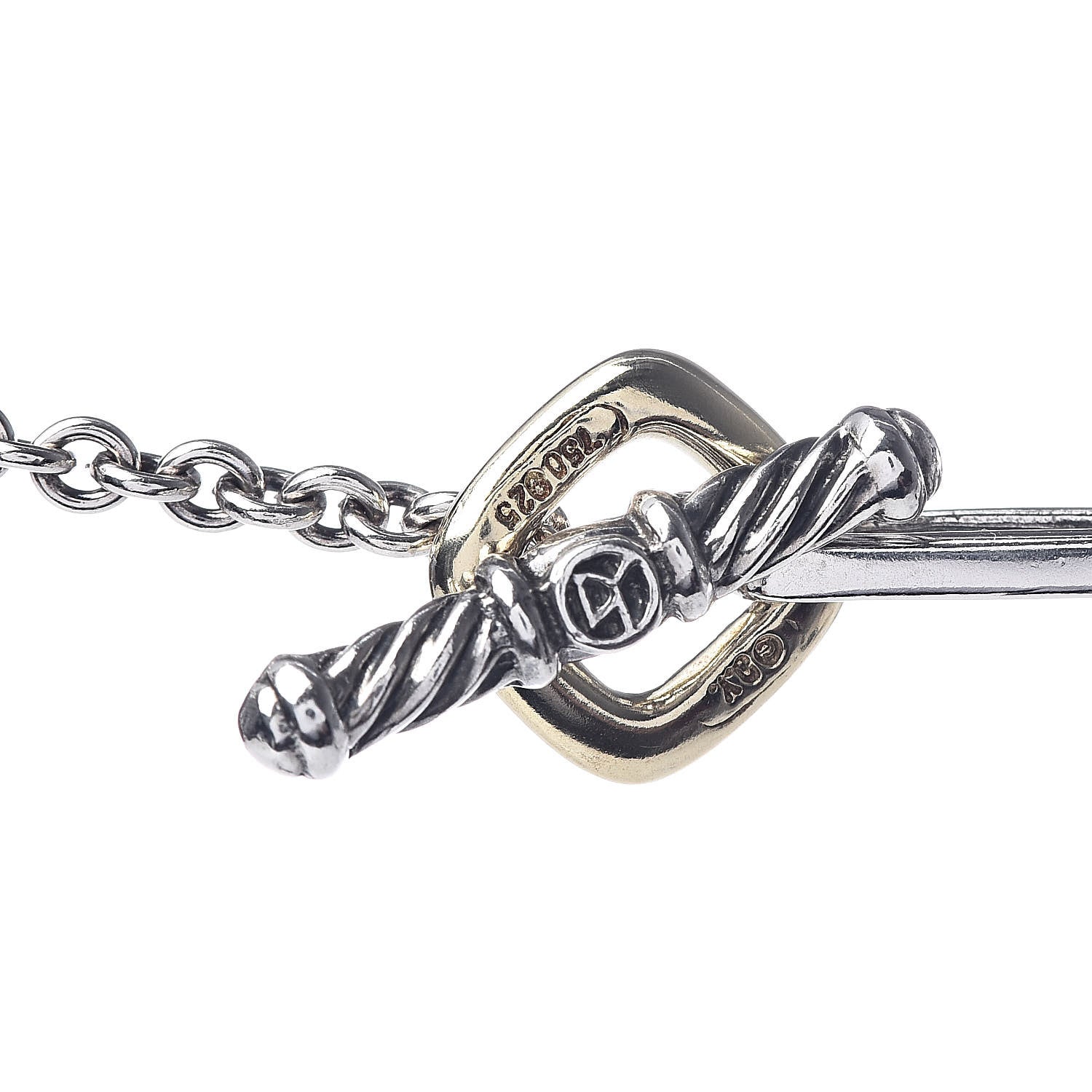 David Yurman Sterling Silver 18K Yellow Gold Figaro Chain Link Necklace 4 of 4