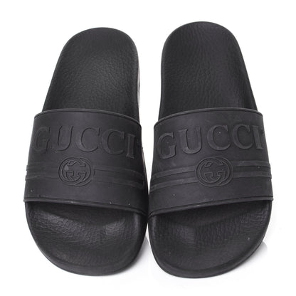 Gucci Rubber Womens Logo Slide Sandals 39 Black 6 of 10