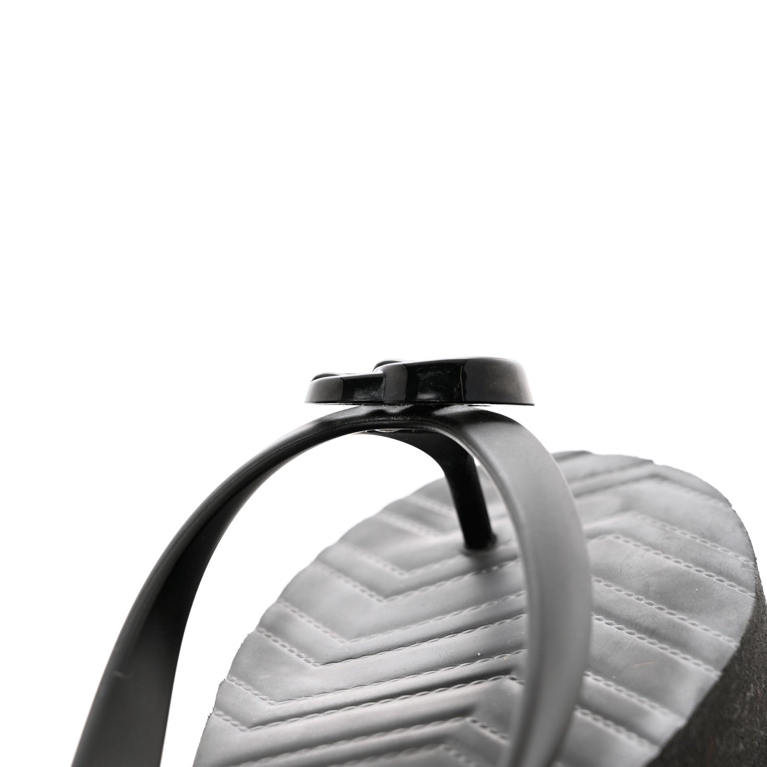 Gucci Rubber Chevron Womens GG Thong Sandals 37 Black 10 of 12