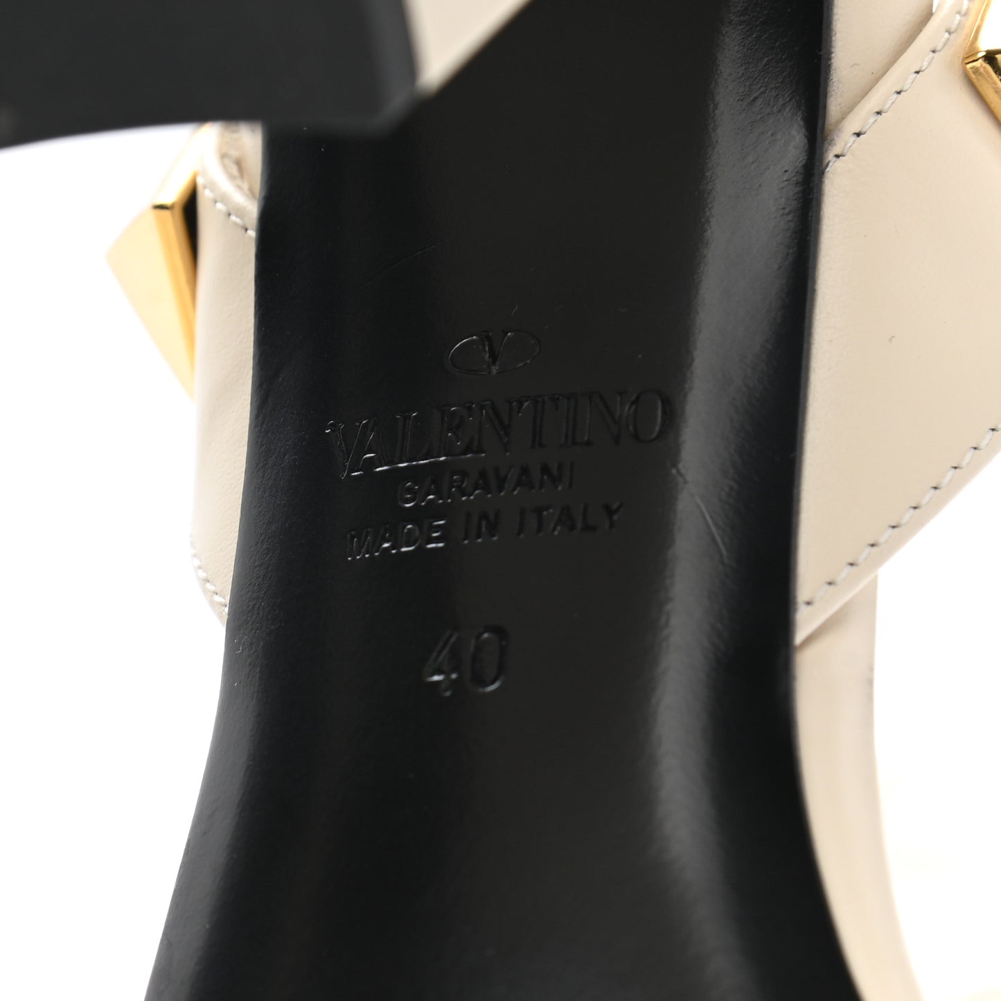 Calfskin Roman Stud T-Strap 90mm Sandals 40 Light Ivory