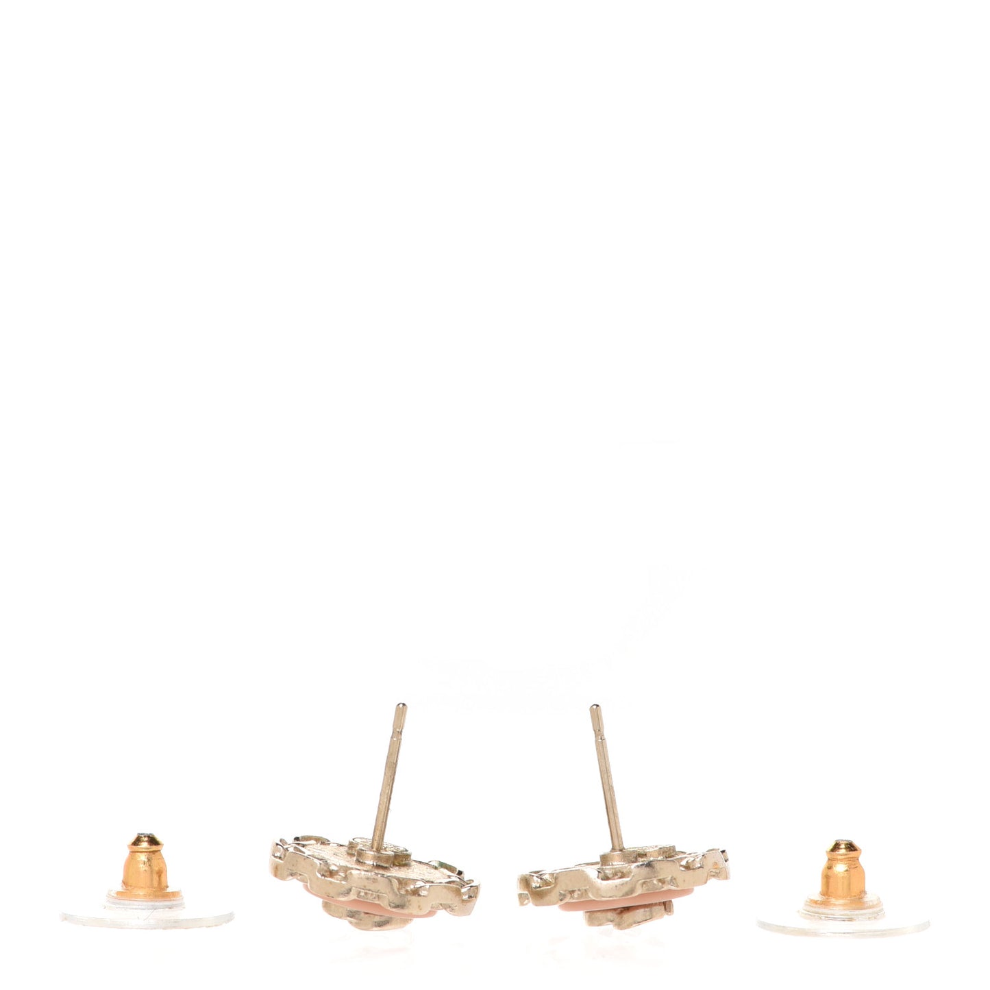 Resin Chain CC Round Earrings Gold Pink
