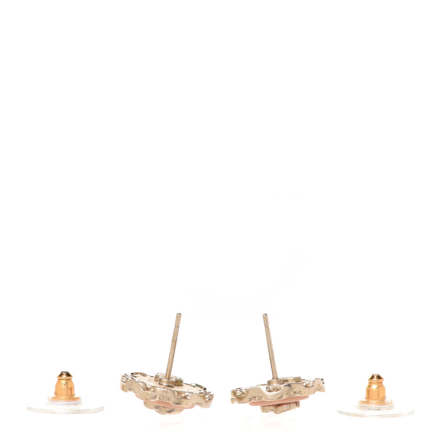 Chanel Resin Chain CC Round Earrings Gold Pink 3 of 5