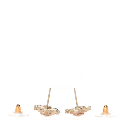 Chanel Resin Chain CC Round Earrings Gold Pink 3 of 5