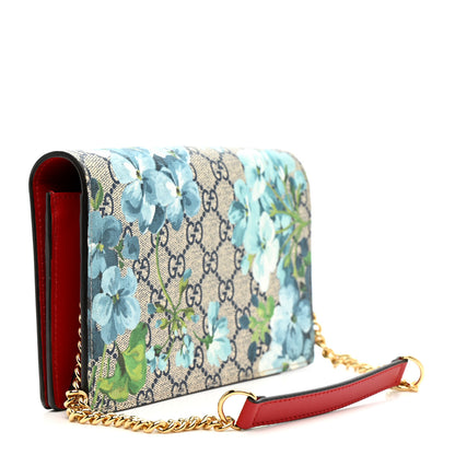 Gucci GG Supreme Monogram Blooms Chain Wallet Blue 3 of 12