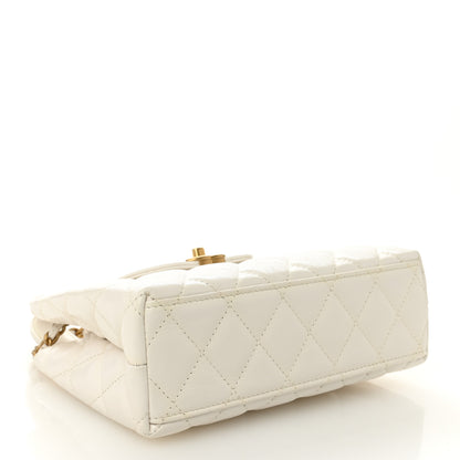 Chanel Shiny Aged Calfskin Quilted Nano Kelly Shopper White 4 of 10