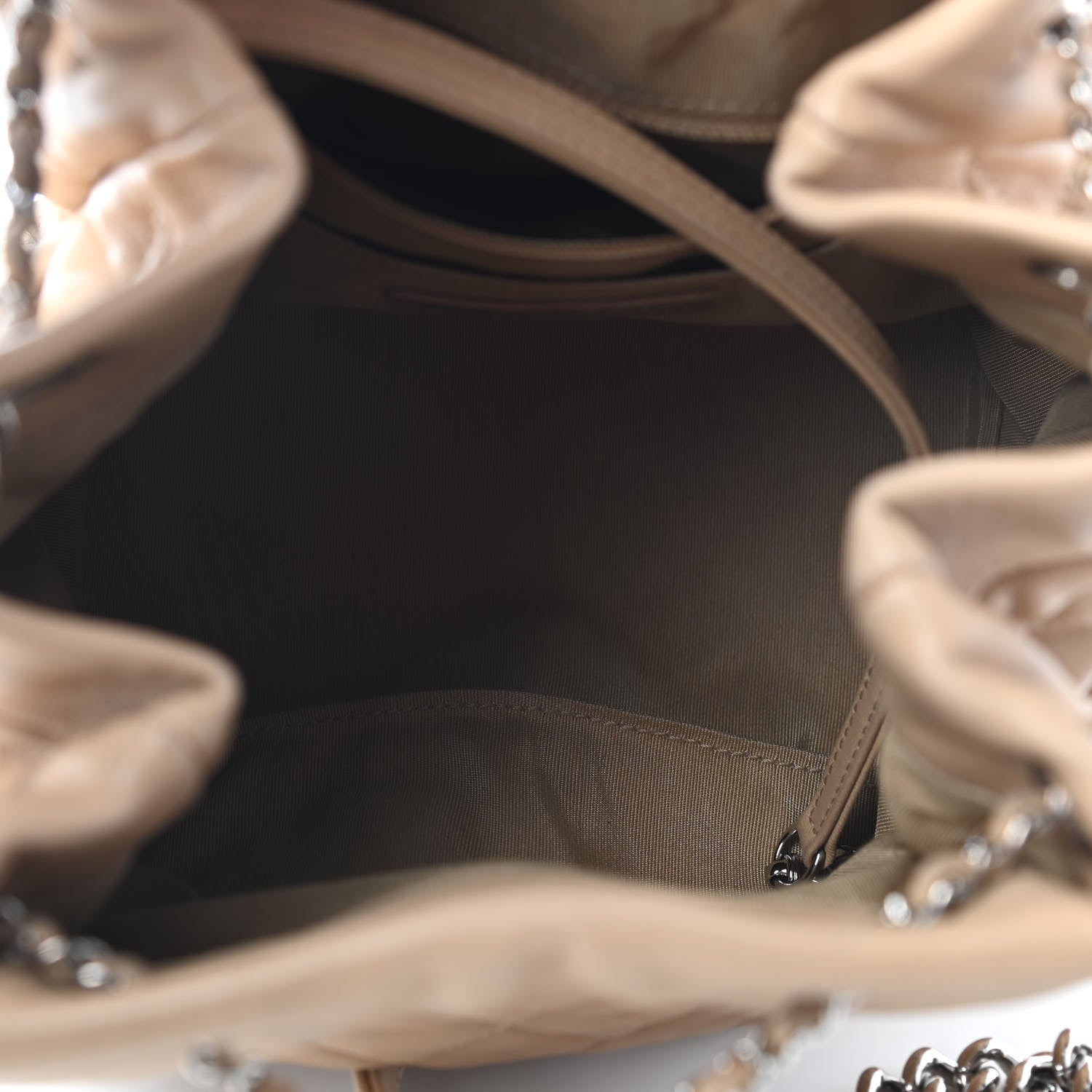 Chanel Lambskin Quilted Small CC Chain Bucket Bag Beige 7 of 11
