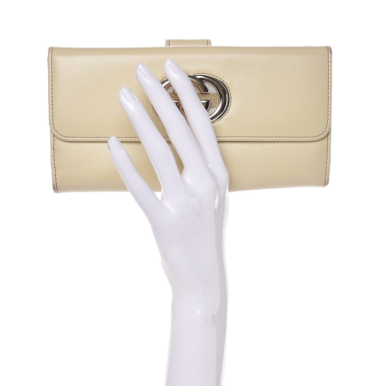 Gucci Calfskin Suede Britt Continental Flap Wallet Ivory 2 of 12