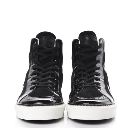 Louis Vuitton Suede Patent Calfskin Damier High Top Sneakers 8 Black 2 of 7