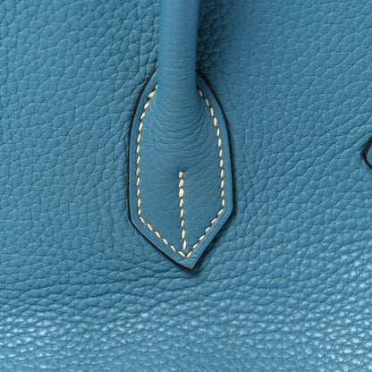 Hermes Taurillon Clemence Birkin 35 Blue Jean 10 of 47