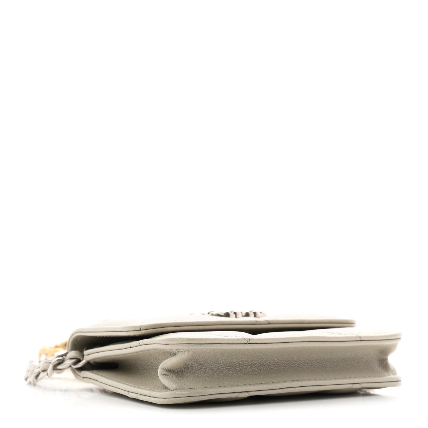 Chanel Lambskin Quilted Chanel 19 Flap Coin Purse With Chain Grey 4 of 12