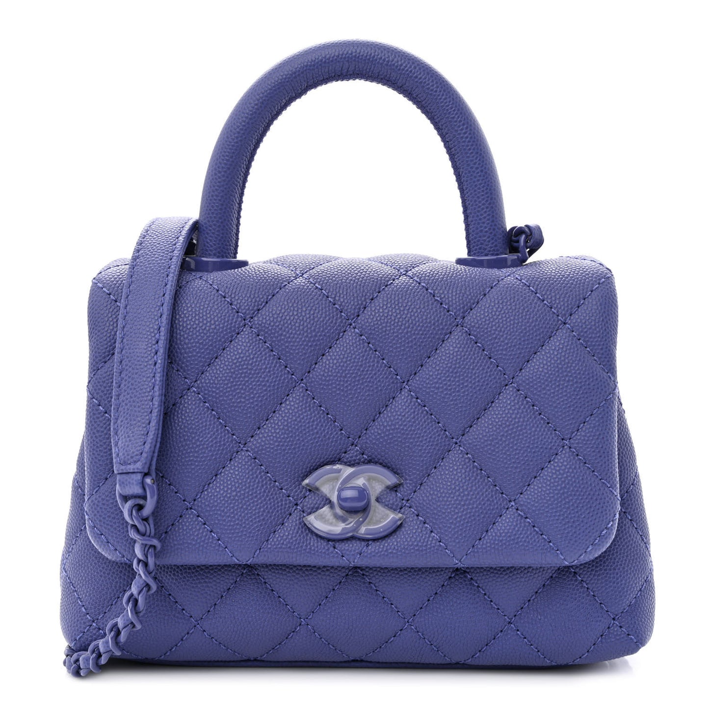 Caviar Quilted Incognito Extra Mini Coco Handle Flap Purple