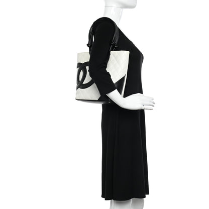 Chanel Calfskin Quilted Medium Cambon Tote White Black 2 of 16