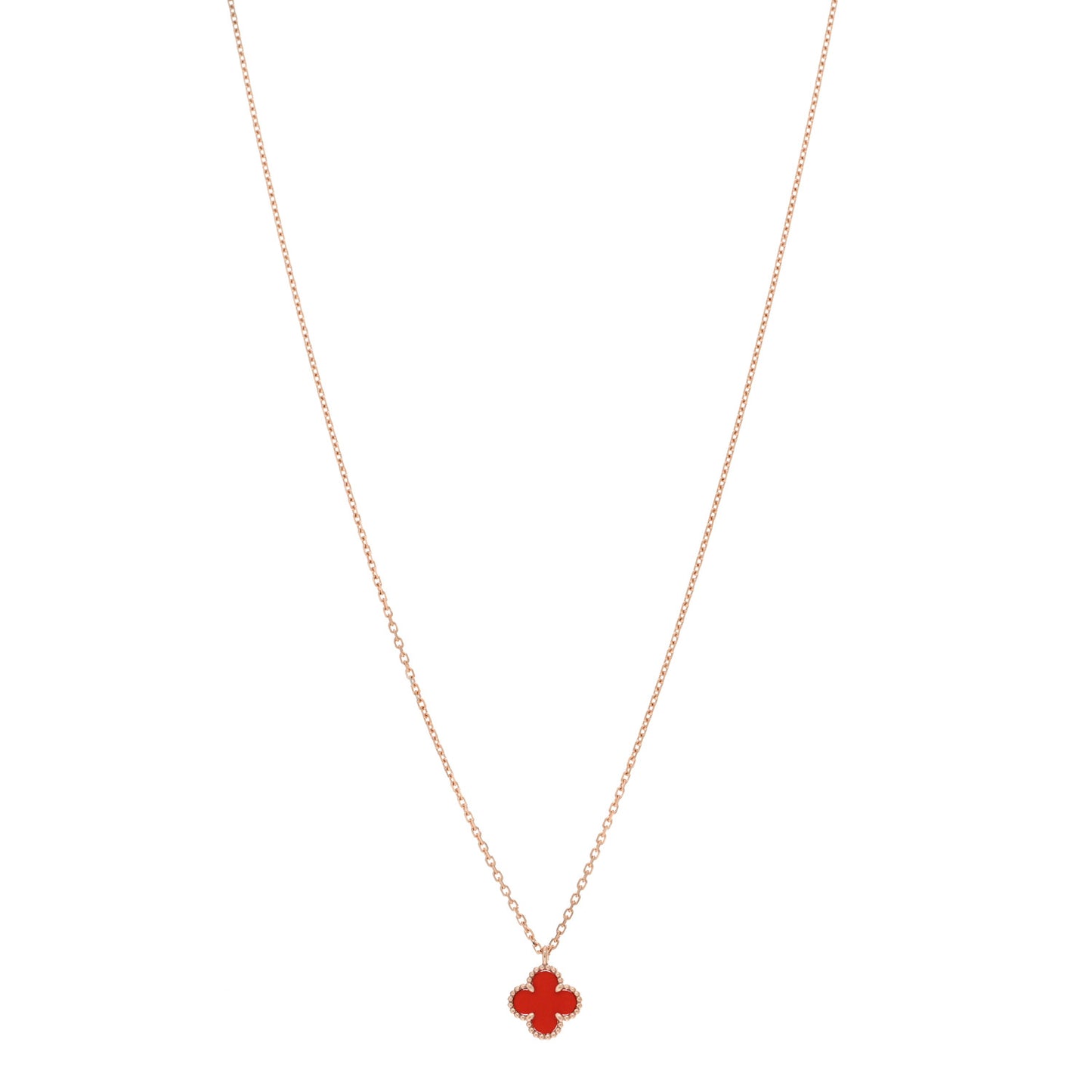 18K Rose Gold Carnelian Sweet Alhambra Pendant Necklace