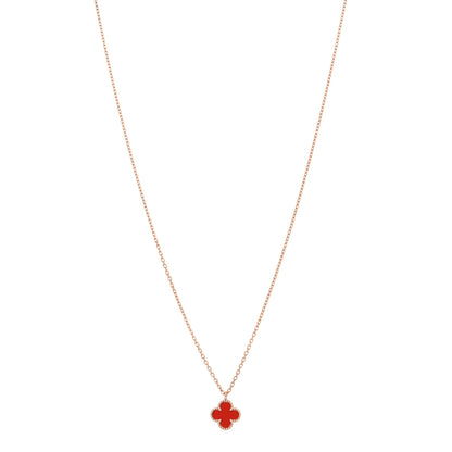 Van Cleef & Arpels 18K Rose Gold Carnelian Sweet Alhambra Pendant Necklace 1 of 6
