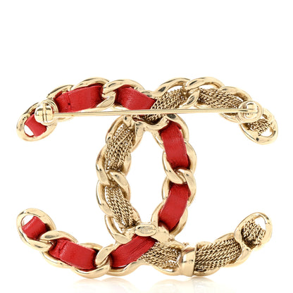 Chanel Lambskin Chain CC Brooch Red 3 of 5