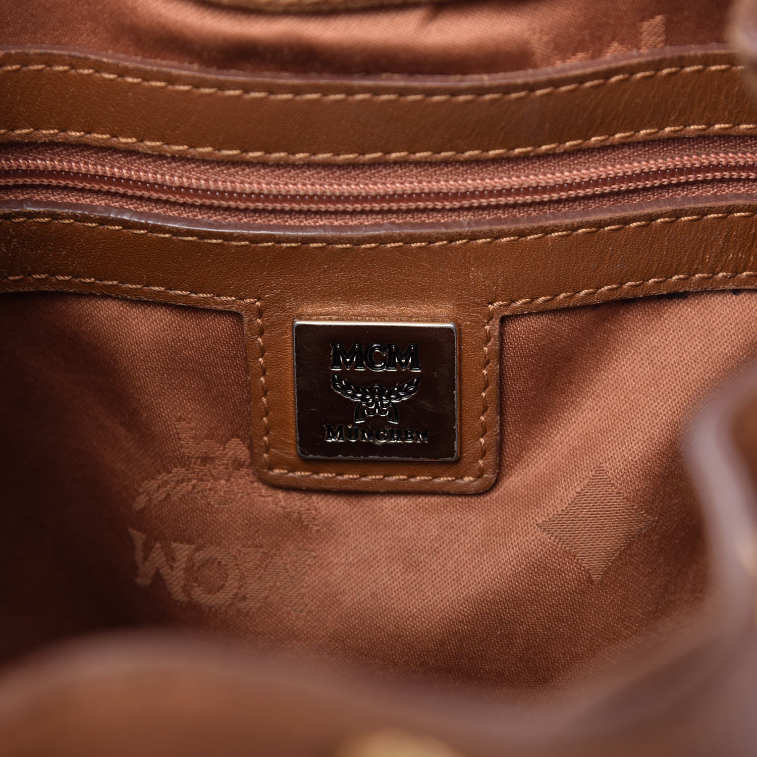 MCM Visetos Essential Drawstring Bucket Bag Cognac 8 of 10