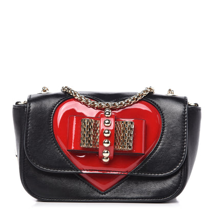 Christian Louboutin Calfskin Heart Sweety Charity Crossbody Bag Black Red 1 of 10