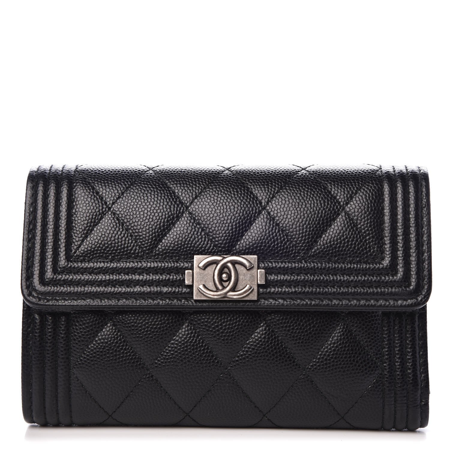 Chanel Caviar Quilted Medium Boy Flap Wallet Black 1 of 9
