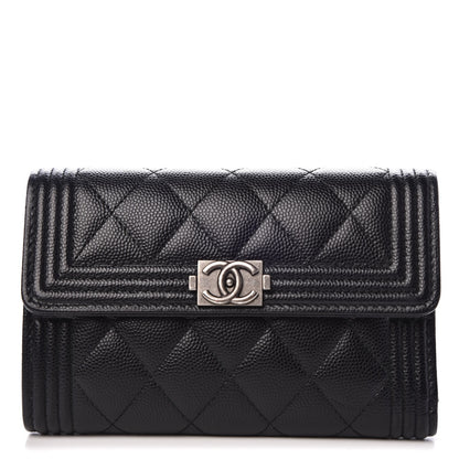 Chanel Caviar Quilted Medium Boy Flap Wallet Black 1 of 9