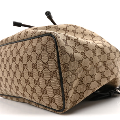 Gucci Monogram Dollar Calfskin O Drawstring Backpack Beige Ebony Testa di Moro Dark Chocolate 10 of 10