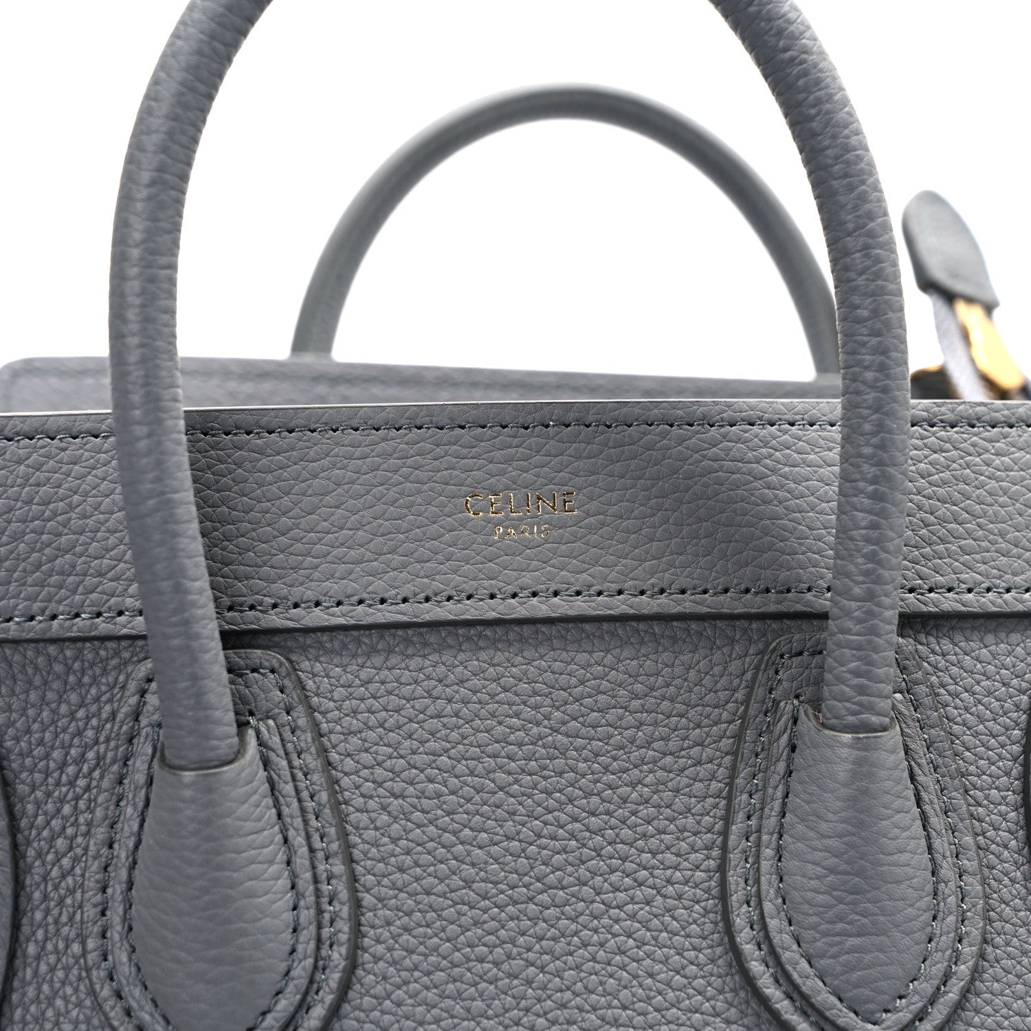 Celine Drummed Calfskin Nano Luggage Kohl 6 of 13