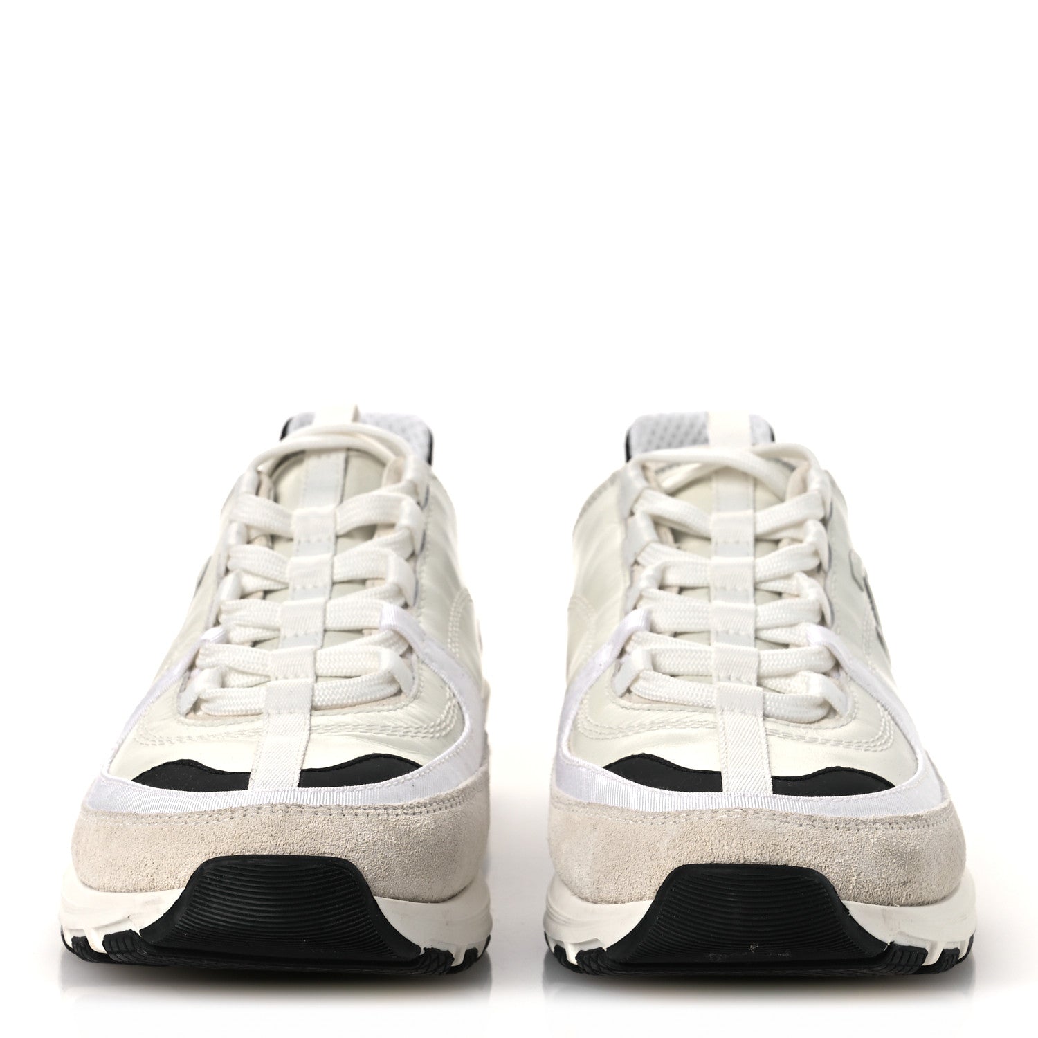 Chanel Calfskin Suede CC Womens Sneakers 39.5 White Black 3 of 11