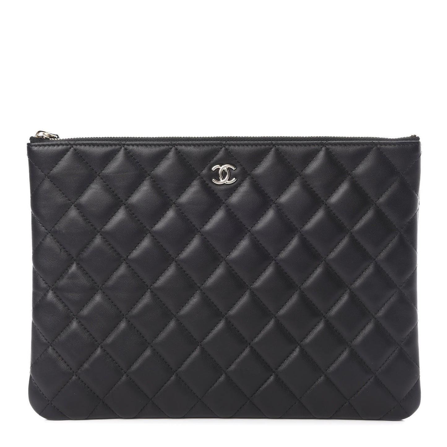 Lambskin Quilted Medium Cosmetic Case Black