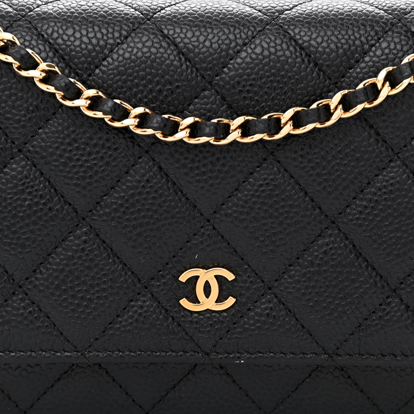 Caviar Quilted Wallet On Chain WOC Black