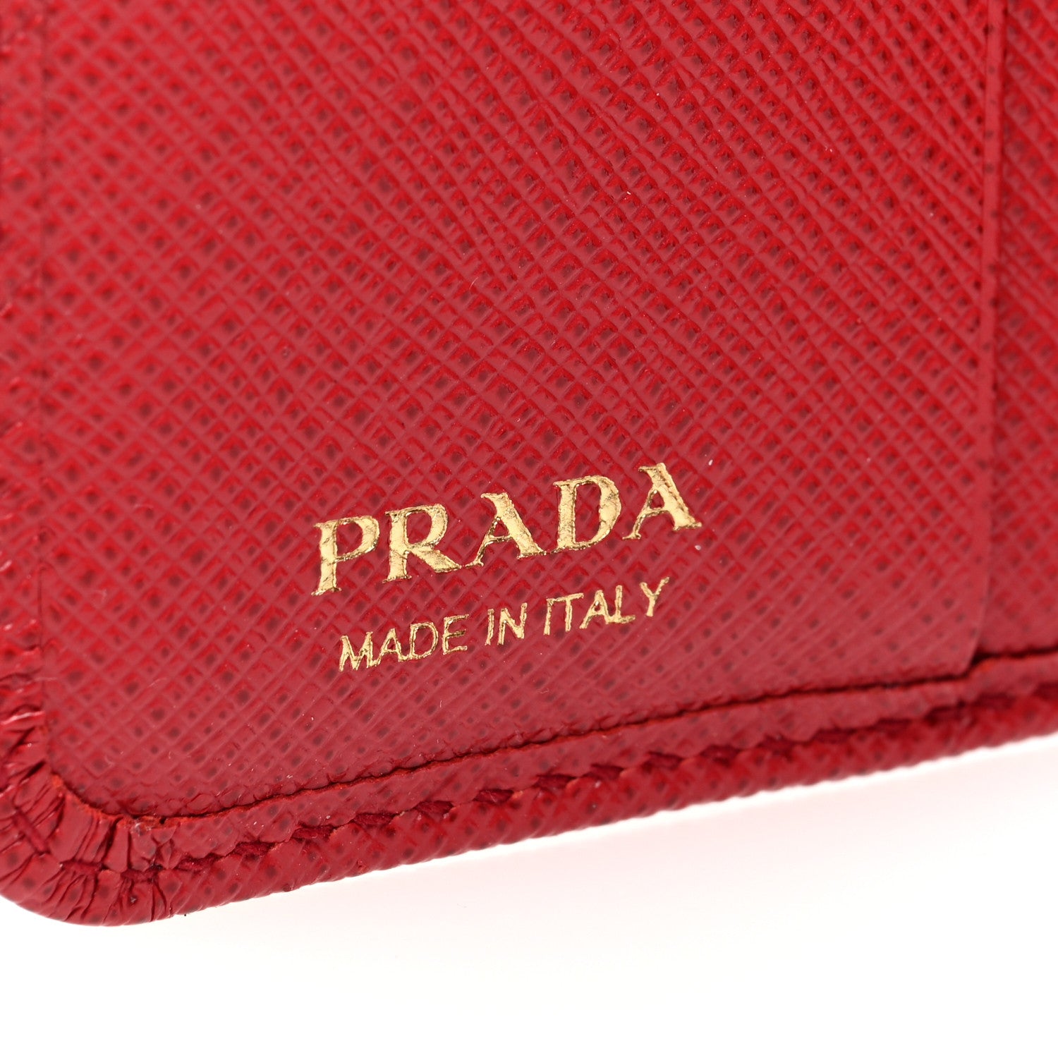 Prada Saffiano Metal Compact Wallet Fuoco 6 of 7