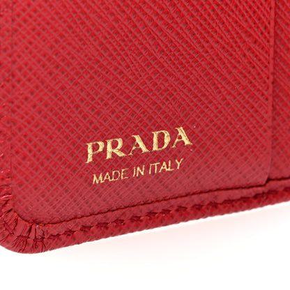 Prada Saffiano Metal Compact Wallet Fuoco 6 of 7