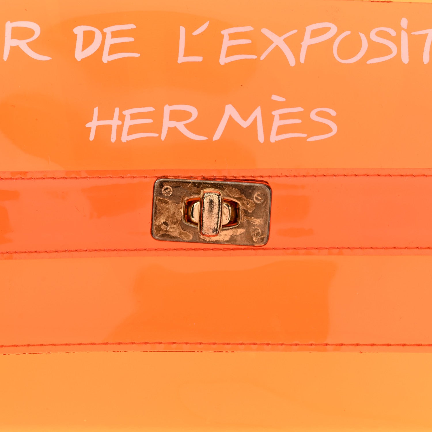 Hermes Vinyl Souvenir De L'Exposition Kelly Orange 7 of 14