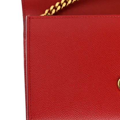 Saint Laurent Grain De Poudre Small Monogram Kate Satchel Red 16 of 20