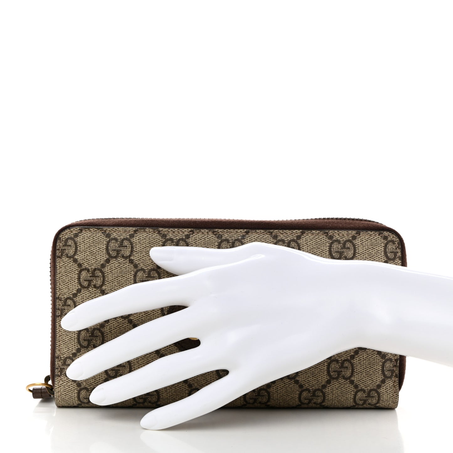 GG Supreme Monogram Neo Vintage Zip Around Wallet Beige Crop New Acero