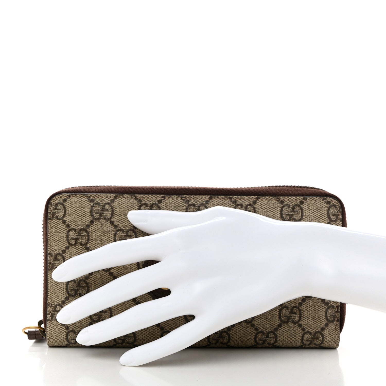 Gucci GG Supreme Monogram Neo Vintage Zip Around Wallet Beige Crop New Acero 2 of 7