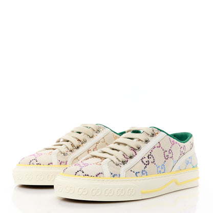 Gucci Canvas Lame Crystal GG Monogram Womens 1977 Tennis Sneakers 35.5 Gardenia Silver Mystic White 3 of 8