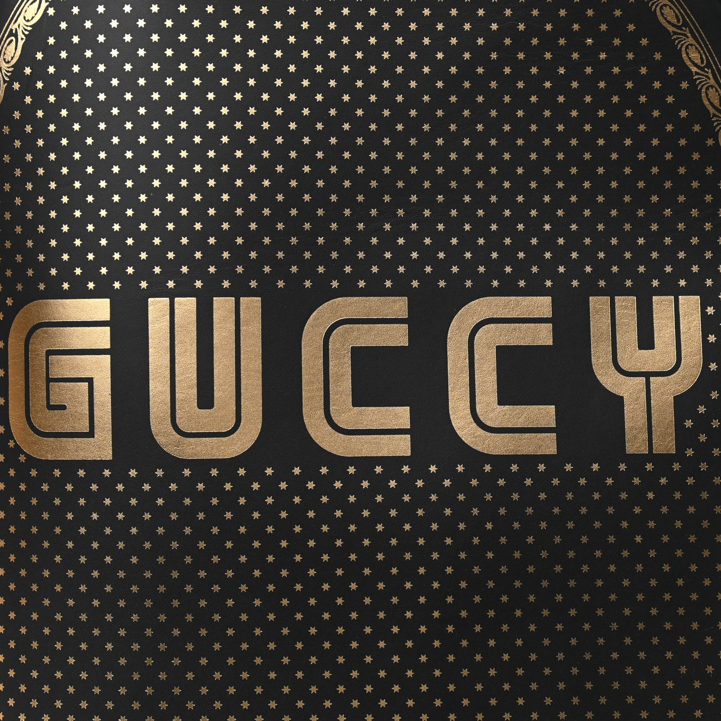 X SEGA Calfskin GUCCY Stars Dome Backpack Black Gold