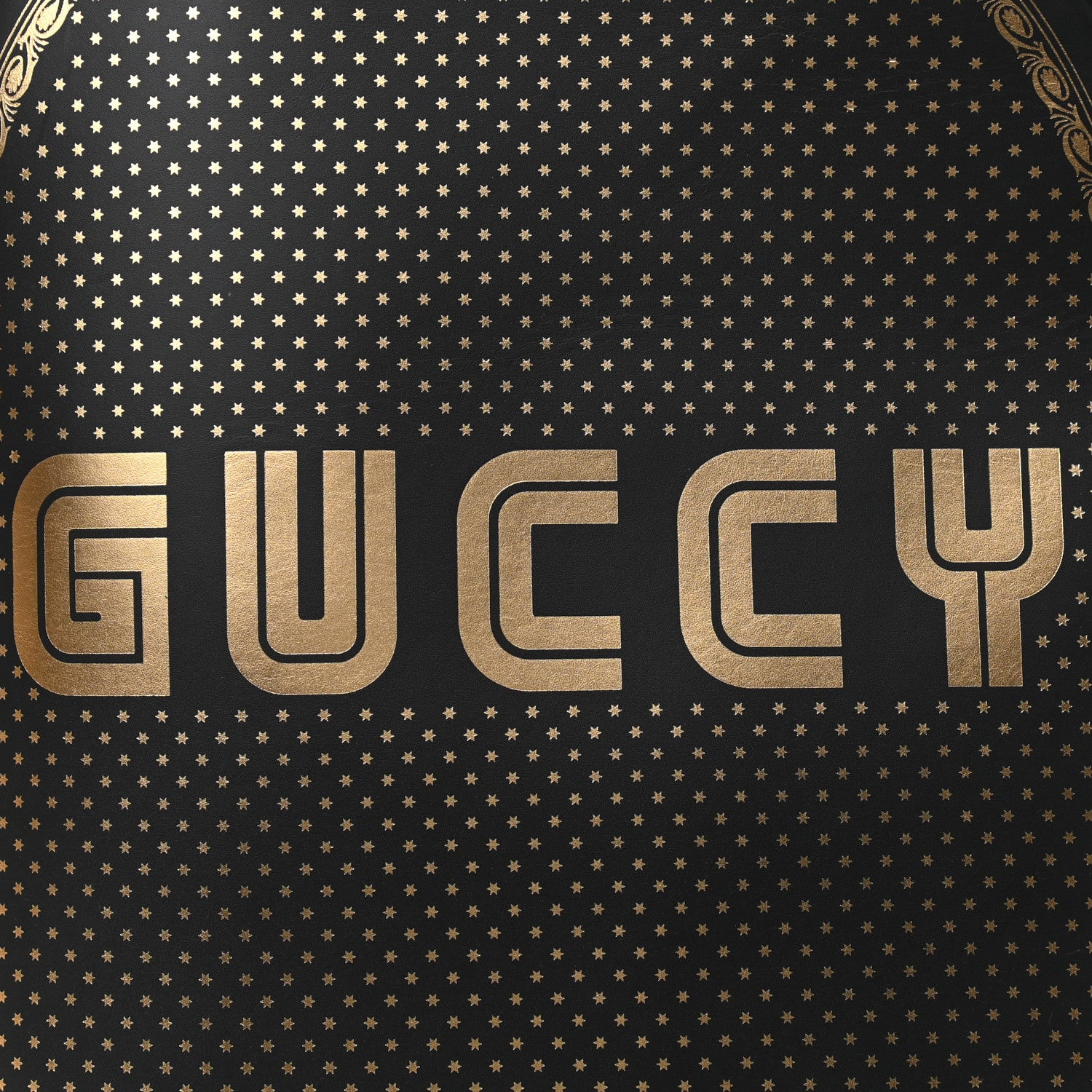 Gucci X SEGA Calfskin GUCCY Stars Dome Backpack Black Gold 9 of 11