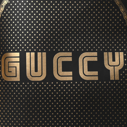 Gucci X SEGA Calfskin GUCCY Stars Dome Backpack Black Gold 9 of 11