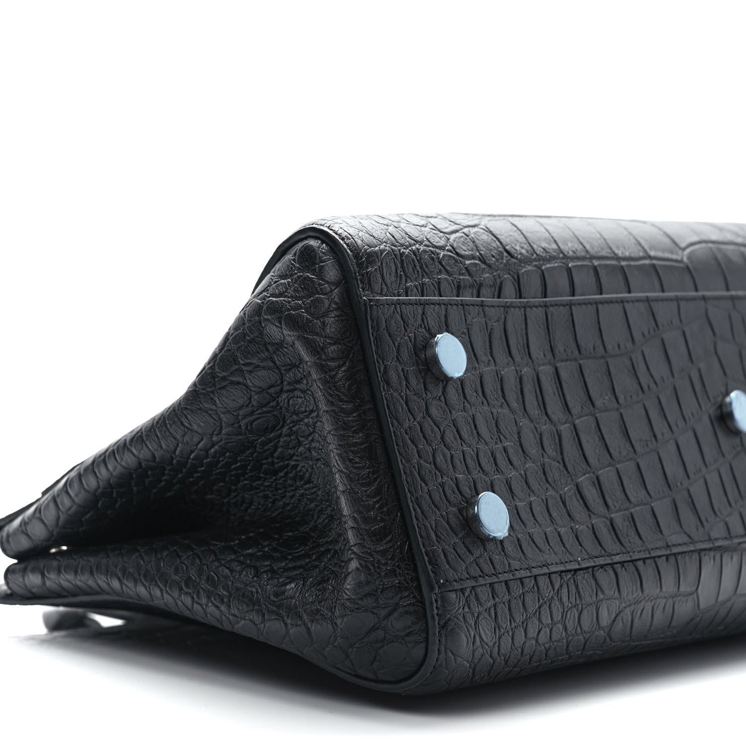 Saint Laurent Calfskin Crocodile Embossed Medium Cabas Rive Gauche Black 8 of 9