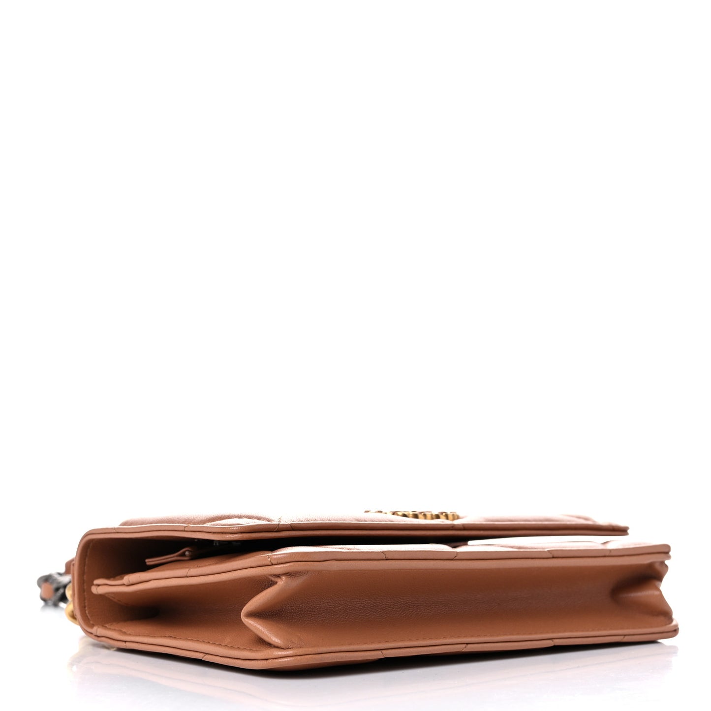 Lambskin Quilted Chanel 19 Wallet On Chain WOC Brown