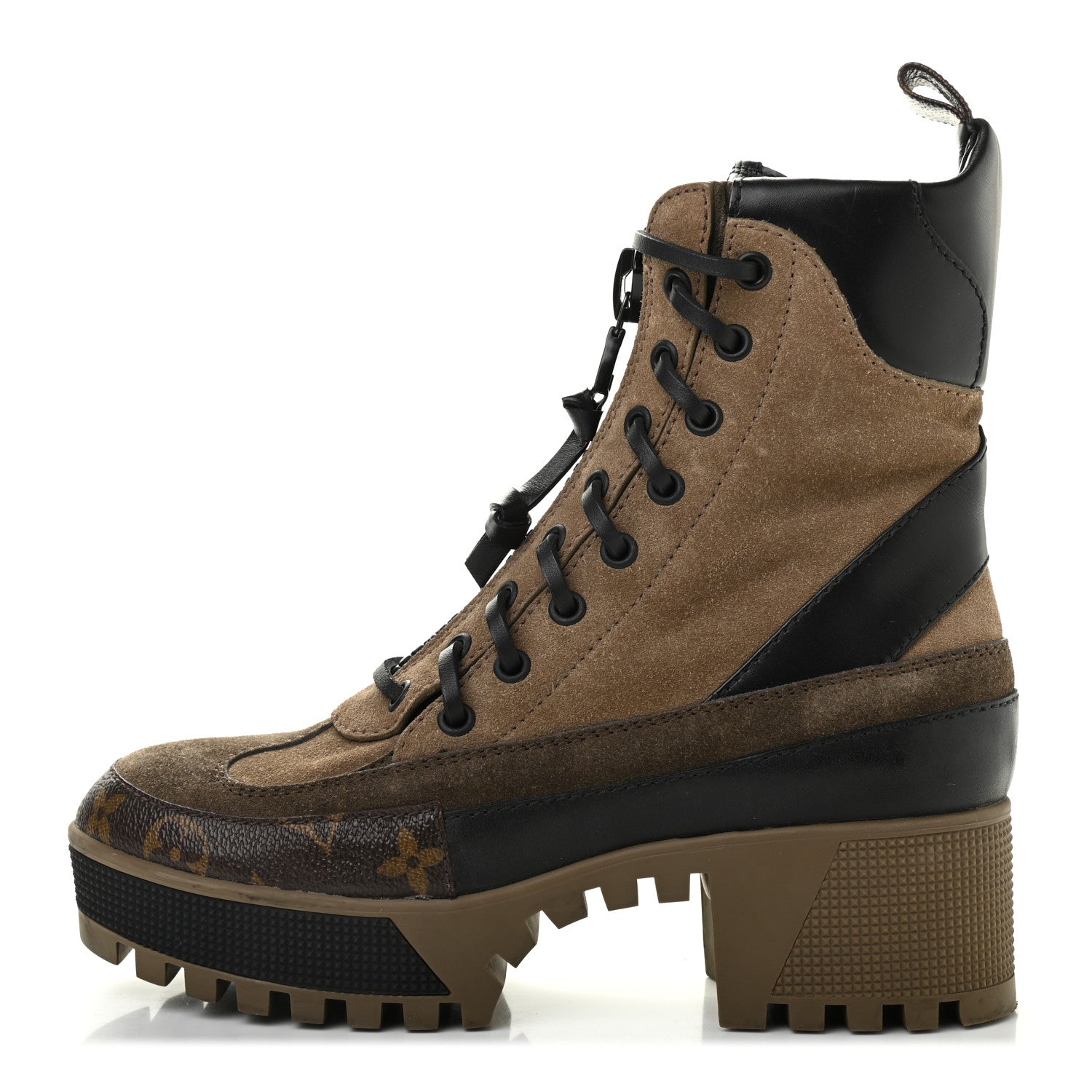 Louis Vuitton Suede Calfskin Monogram Laureate Platform Desert Boots 37 Taupe 1 of 11