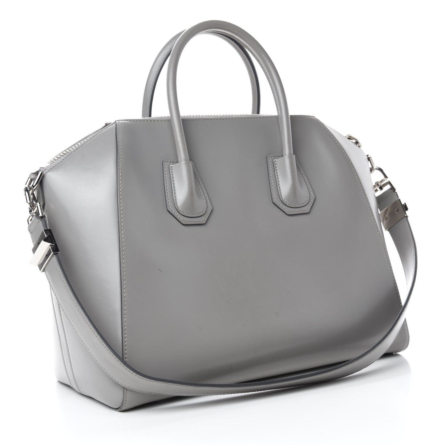 Shiny Lord Calfskin Medium Antigona Pearl Grey