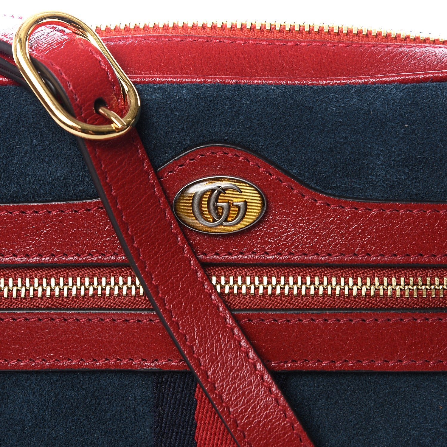 Gucci Suede Calfskin Web Mini Ophidia Shoulder Bag New Blue Romantic Cherry 11 of 12