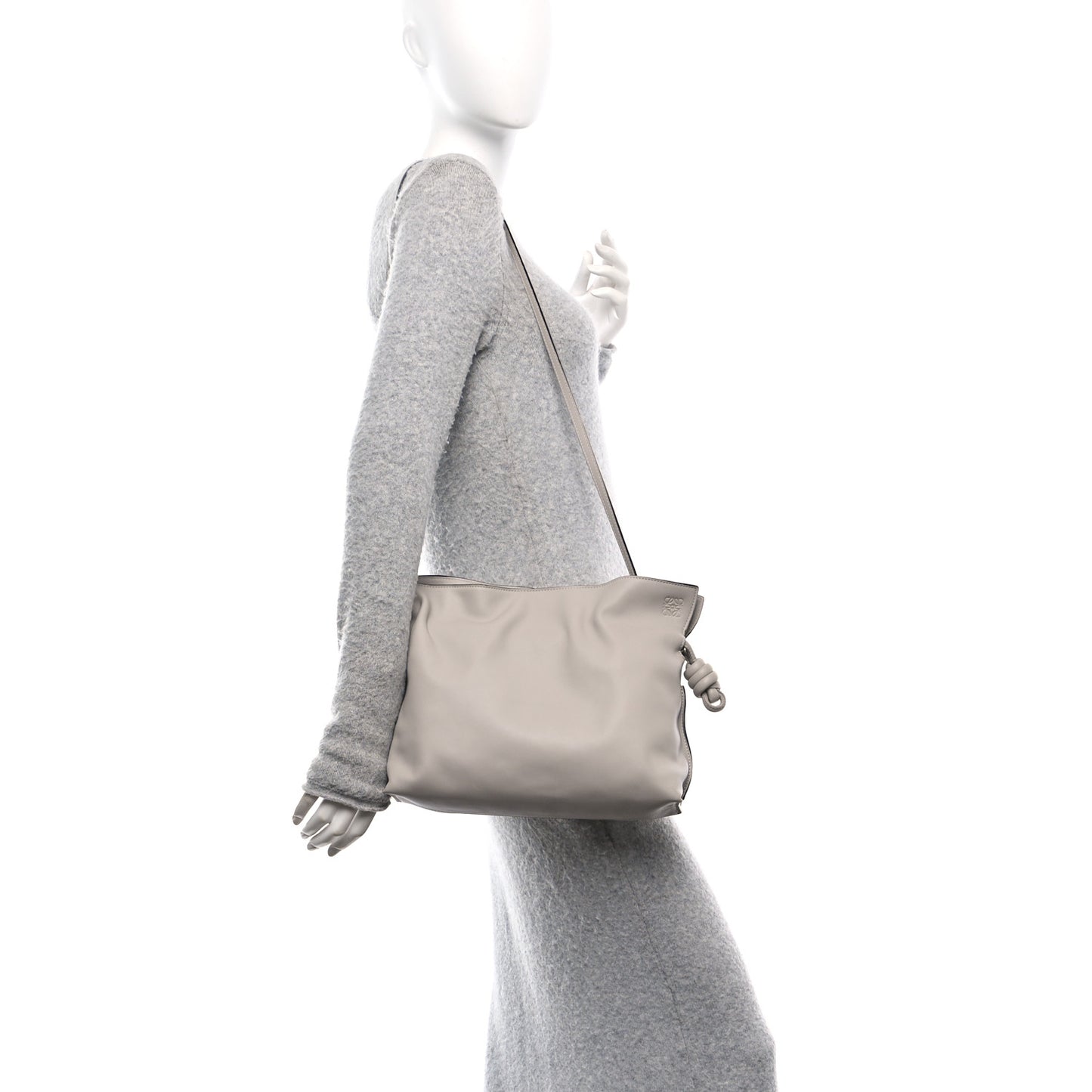 Mellow Nappa Medium Flamenco Knot Clutch Ghost