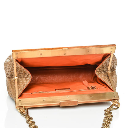 Prada Straw Crocodile Woven Semitracolla Frame Bag Naturale 5 of 6