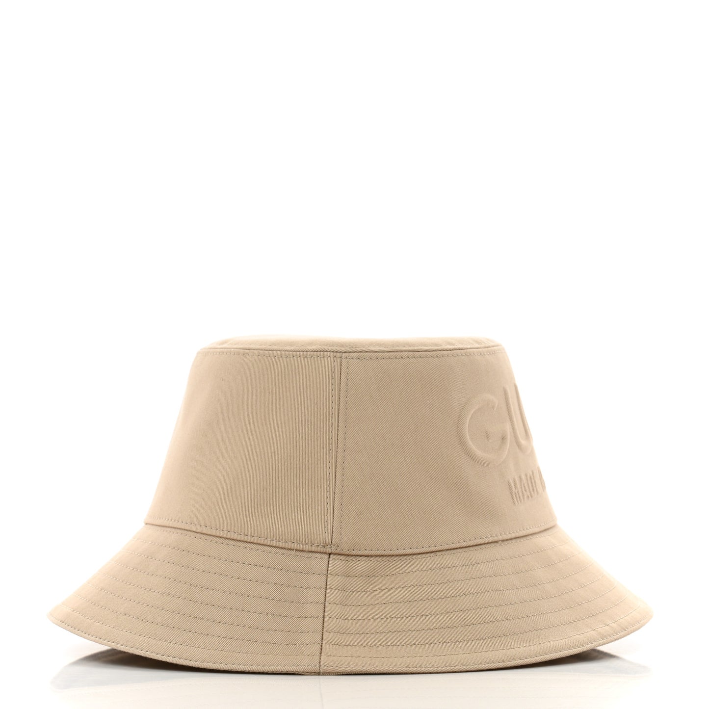 Cotton Embossed Logo Bucket Hat M Beige
