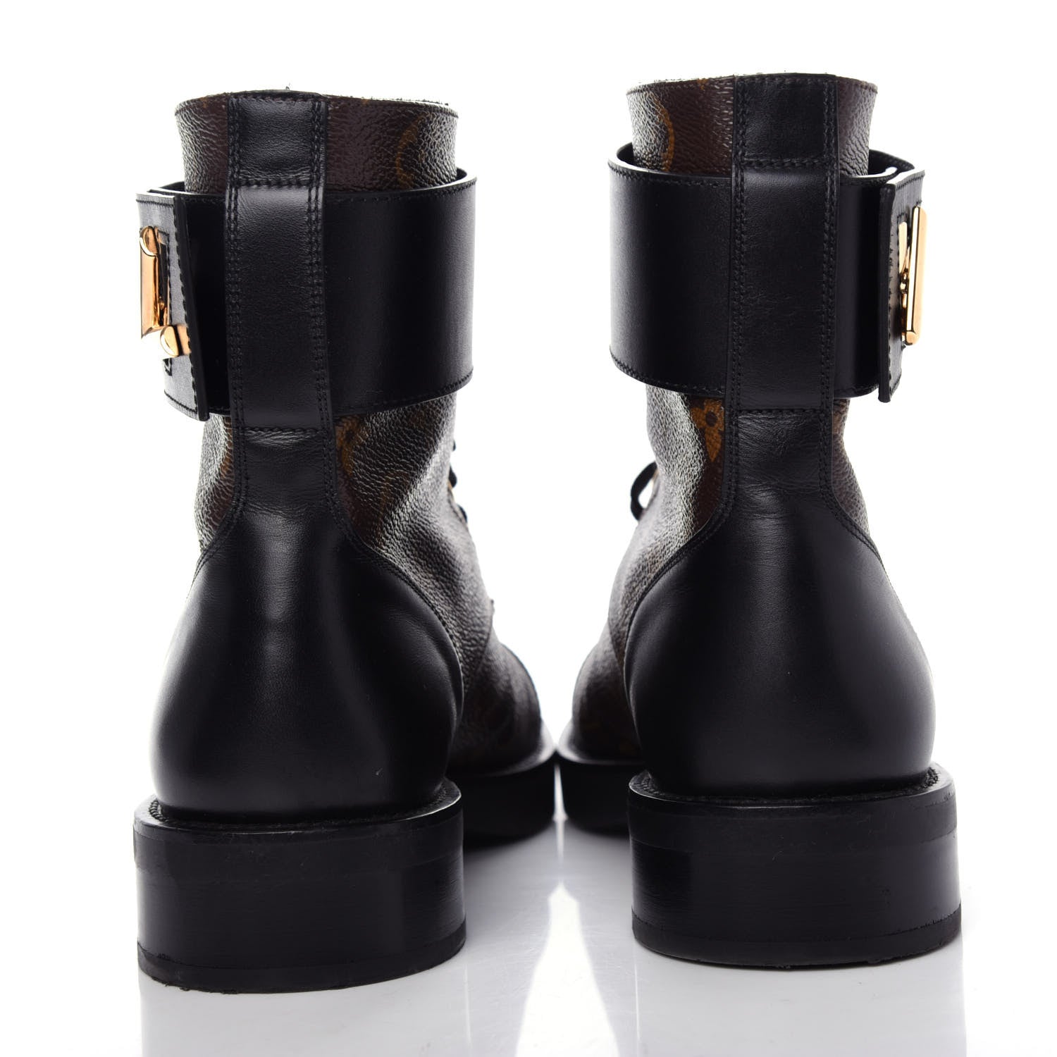 Louis Vuitton Calfskin Monogram Wonderland Flat Ranger Boots 37 Black 7 of 10