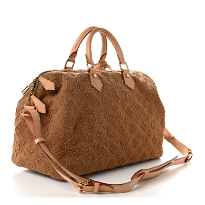 Louis Vuitton Denim Monogram Stone Speedy Bandouliere 35 Caramel 2 of 9