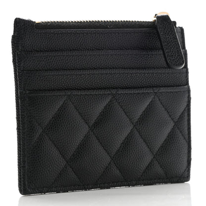 Chanel Caviar Quilted CC Zip Card Holder Black 3 of 7